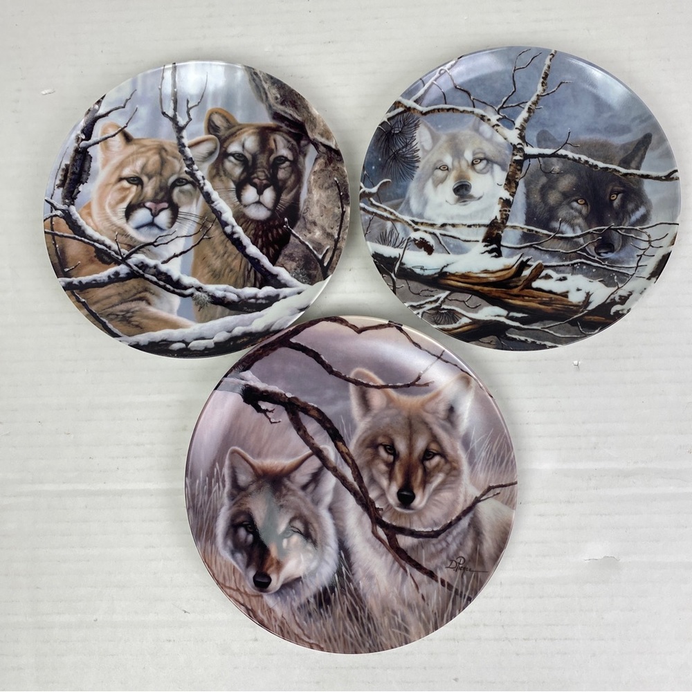 WS George Plates Eyes of the Wild Silence Gold Mist Porcelain Lot of 3 Collector
